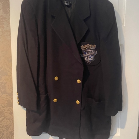 Escada Sport 42 Navy Blazer coat crest 12 - Picture 2 of 15